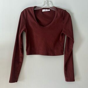 Calvin Klein maroon long sleeve crop top
